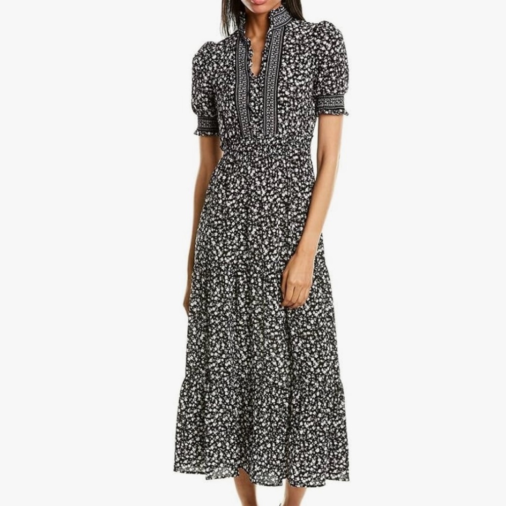 London Times dress size 4 Petite.New with tags. Black with pink flowers.